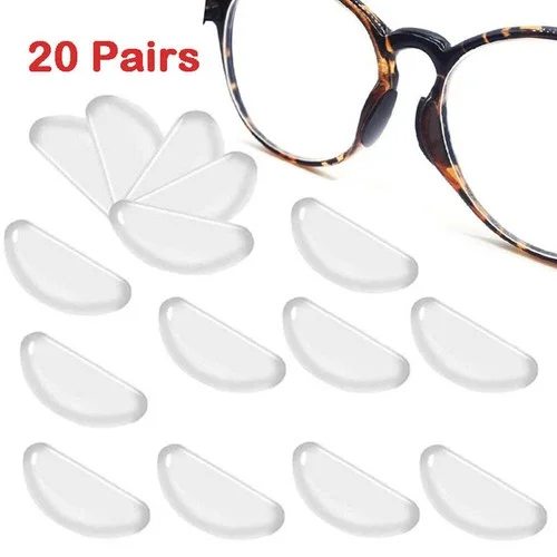 20 Pairs New Glasses Nose Pads Adhesive Silicone Nose Pads Non-slip Clear Black Thin Nosepads for Glasses Eyeglasses Sunglasses