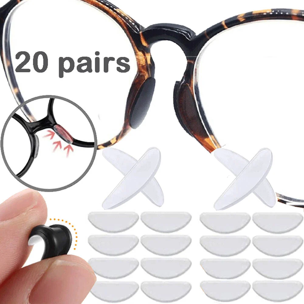 20pairs Anti-slip Silicone Nose Pads Gasket Stick On For Eyeglasses Adhesive USA