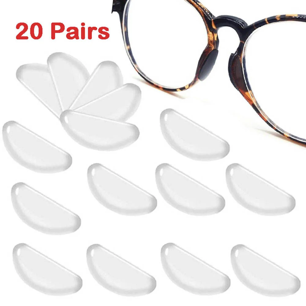 20pairs Anti-slip Silicone Nose Pads Gasket Stick On For Eyeglasses Adhesive USA 2
