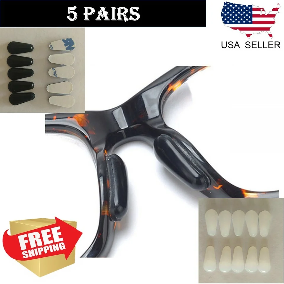 5 Pairs Anti-Slip Silicone Soft Adhesive Nose Pads for Eyeglass Sunglasses Drop