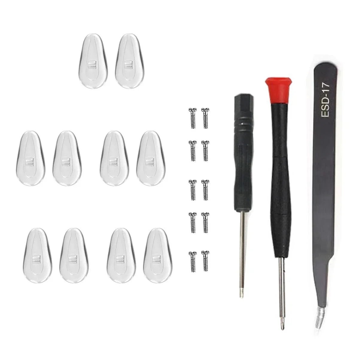 5 Pairs Eyeglass Screw-In Nose Pads, Glasses Nose Piece Replacement Repair Kit