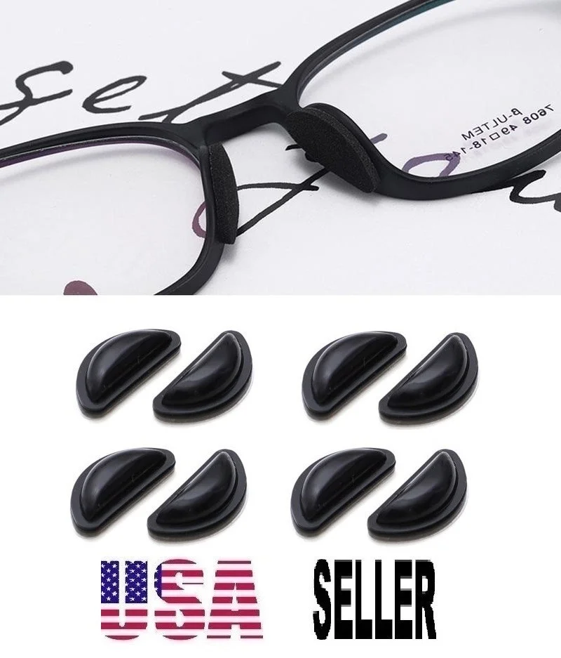 8 Pc Soft Nose Pads Stick On Silicon Anti Slip Eyeglasses Sunglasses Glass White 3