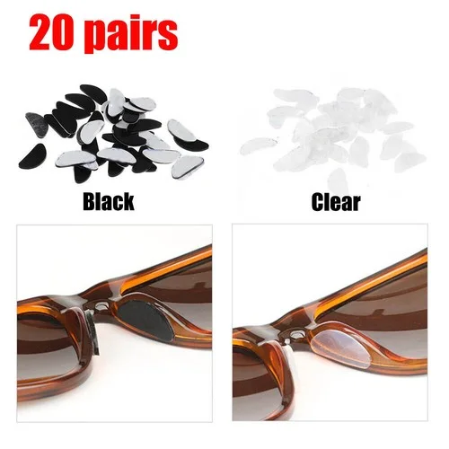 For Eyeglasses Adhesive Anti-slip Silicone Nose Pads Gasket Stick On 20Pairs
